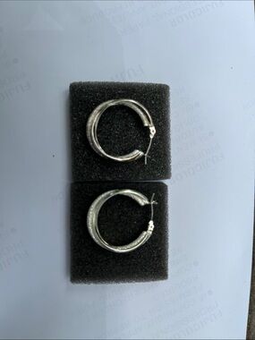 Avon Silver-Tone Textured Hoop Earrings